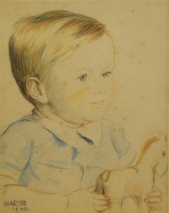Felix A. Harta (1884-1968) Portrait of a child, 15 x 11in.